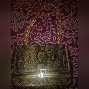 Victoria Secret Snakeskin Patterned Bag with Gold Chain